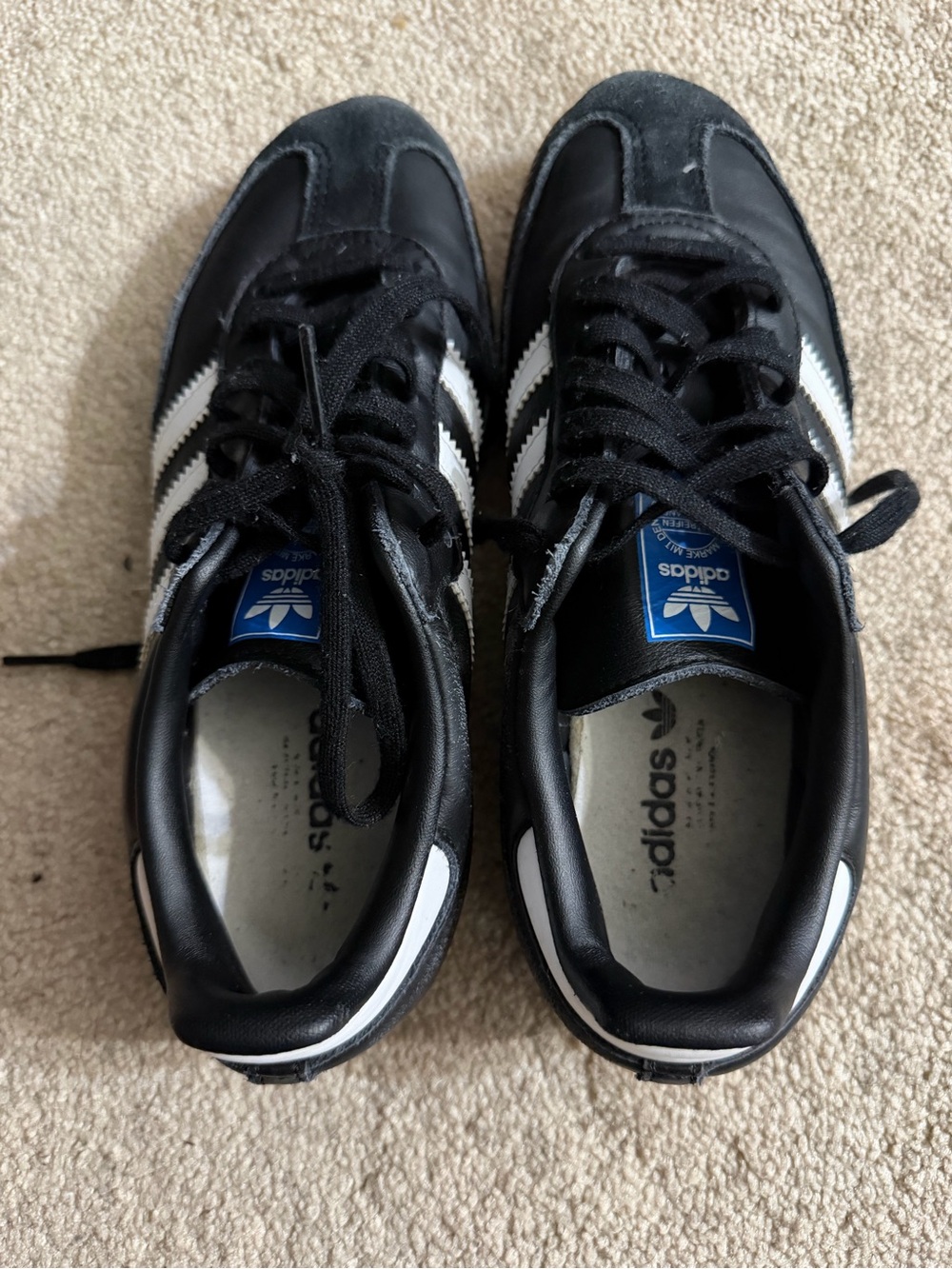 adidas  Black Sneakers with White Three-Stripes